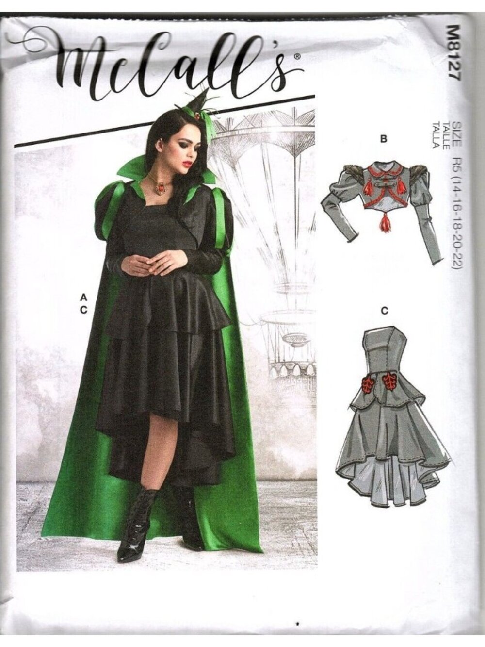 McCalls M8127 Misses 14 to 22 Wizard of Oz Wicked Witch Costume Sewing Pattern